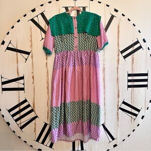 Pink & Green Retro Lace Dress